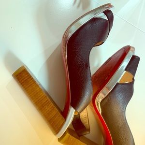 Louboutin slingbacks with wooden heels (39)